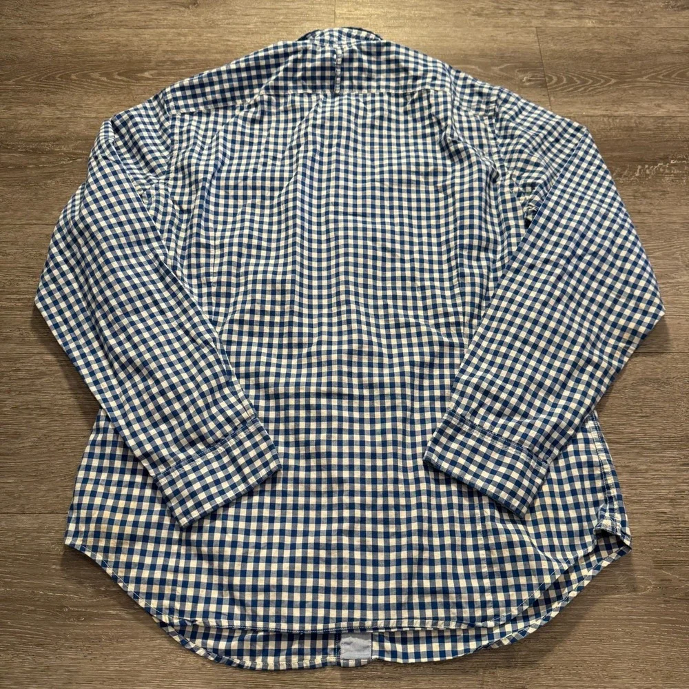 Banana Republic Shirt Mens XL Blue Cotton Gingham Grant Preppy Business Casual